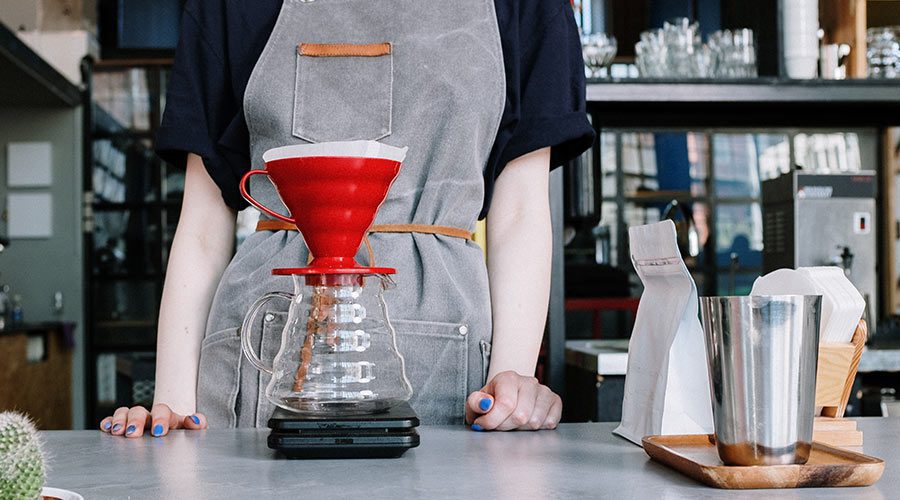 Barrista brewing with Hario V60